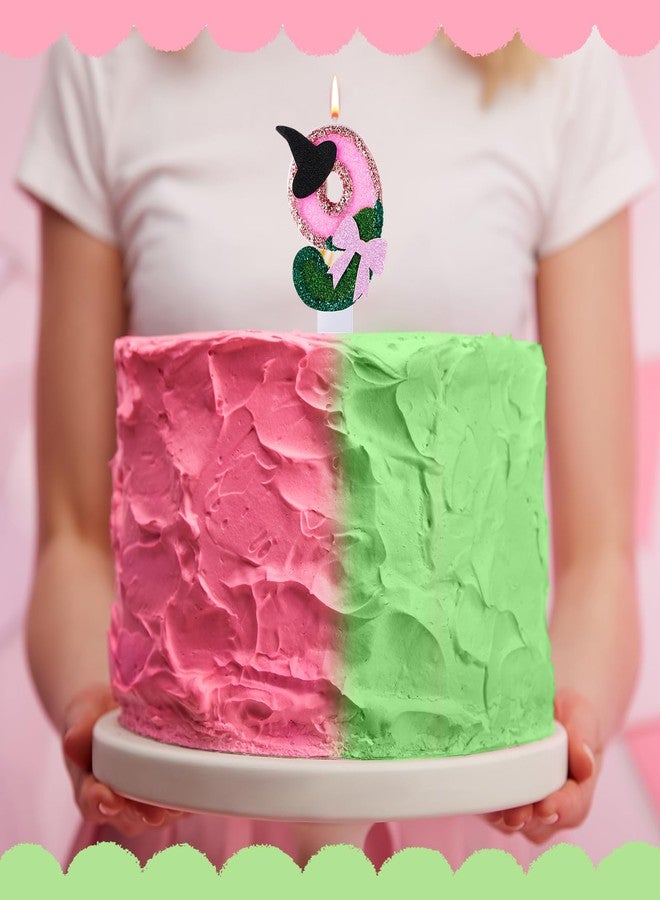 Conelist Witch Princess Theme Candle Pink and Green Party Decorations Witch Hat Bow Birthday Cake Toppers Cupcake Toppers for Party Supplies Wedding Anniversary Decor(9) - Image 5